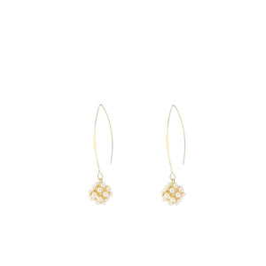 Angela D’Arcy Pearl Cluster Hook Earrings, Gold
