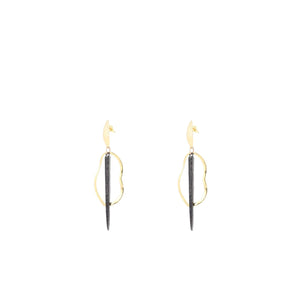 Angela D’Arcy Gunmetal Curvy Hoop and Spike Earrings, Gold