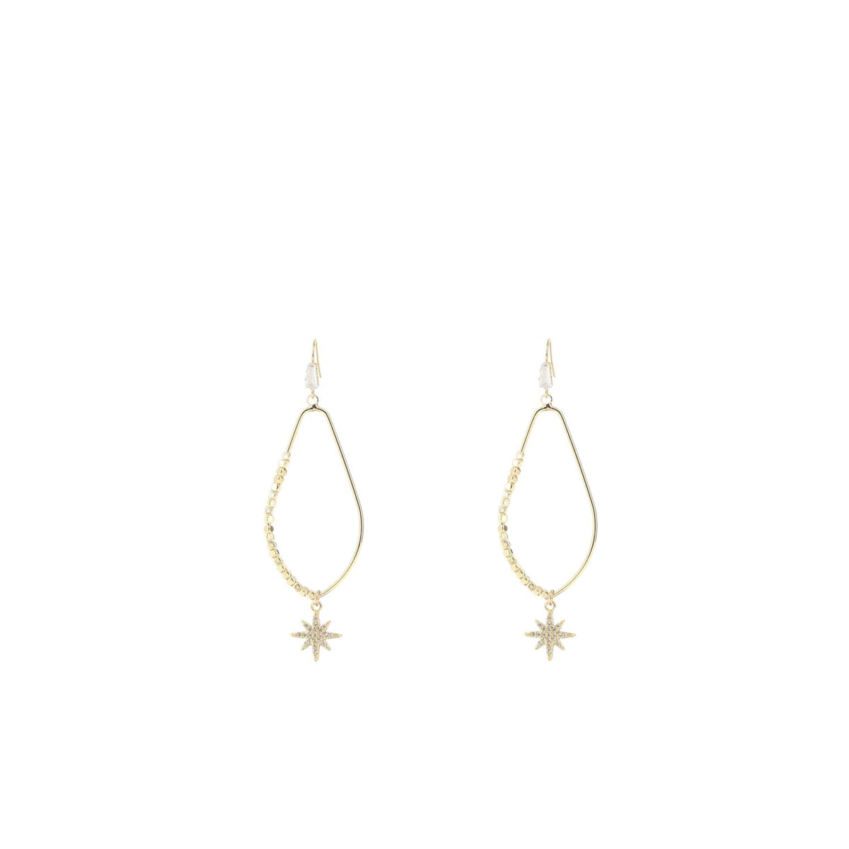 Angela D’Arcy Textured Cube Hoop with Gold Star Earrings, Gold