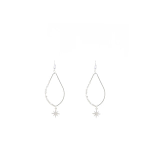 Angela D’Arcy Textured Cube Hoop with Silver Star Earrings, Silver