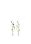 Angela D’Arcy Druzy Celestial Statement Earrings, Gold & Green