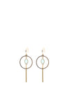 Angela D’Arcy Green Drop Hoop Earrings, Gold