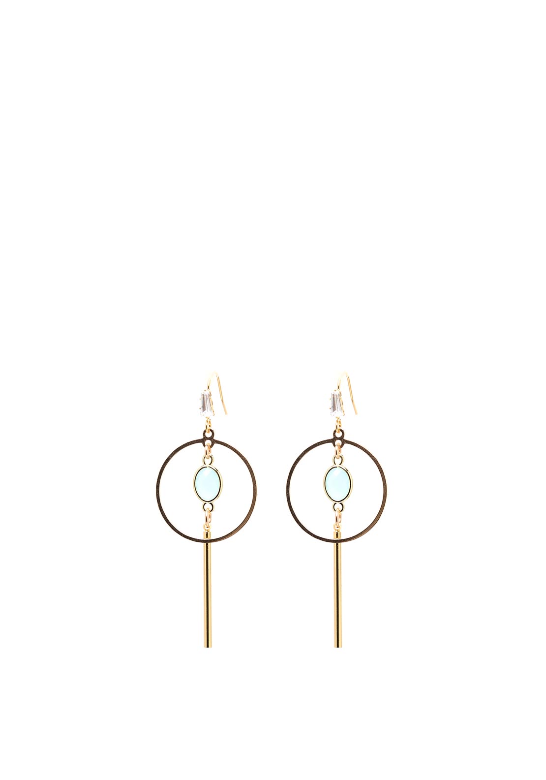 Angela D’Arcy Green Drop Hoop Earrings, Gold