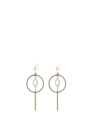 Angela D’Arcy Green Drop Hoop Earrings, Gold