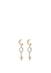 Angela D’Arcy Moon & Star Blue Faceted Earrings, Gold