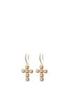 Angela D’Arcy Cz Cross Earrings, Gold