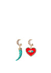 Angela D’Arcy Evil Eye & Tusk Earrings, Gold Multi