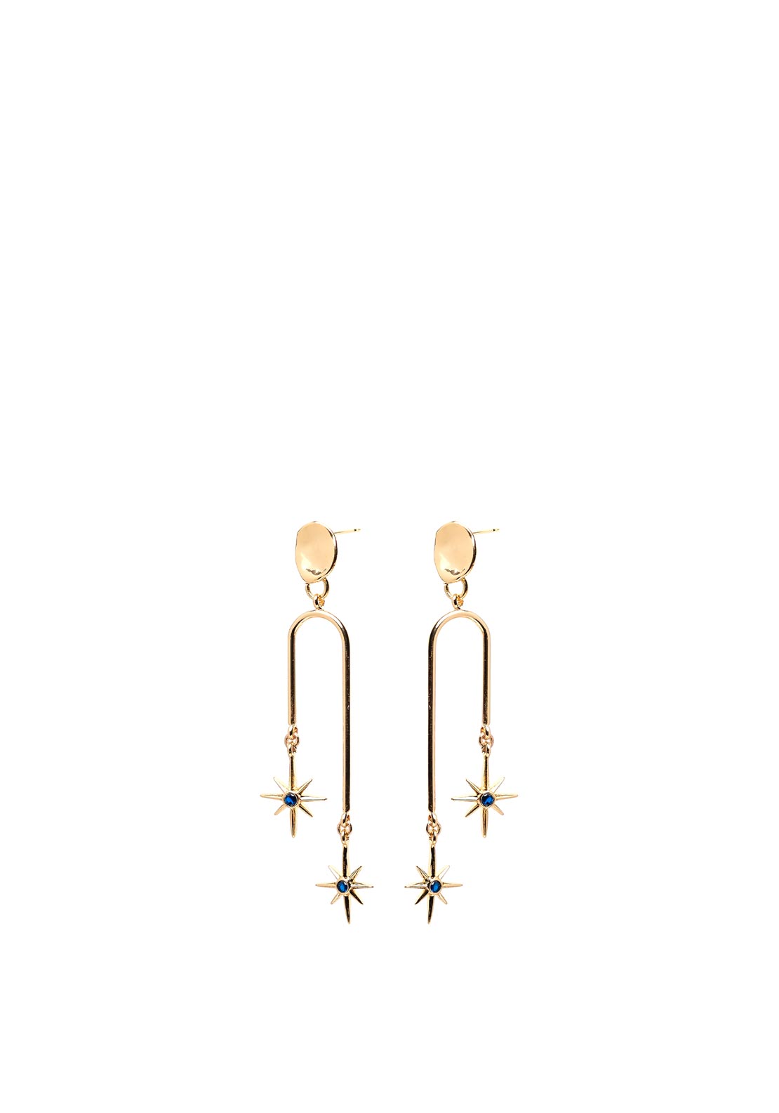 Angela D’Arcy Faling Star Drop Earrings, Gold & Navy