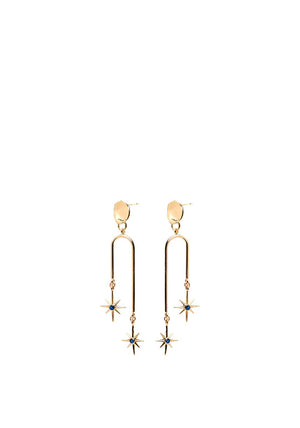 Angela D’Arcy Faling Star Drop Earrings, Gold & Navy