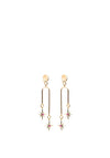 Angela D’Arcy Faling Star Drop Earrings, Gold & Pink