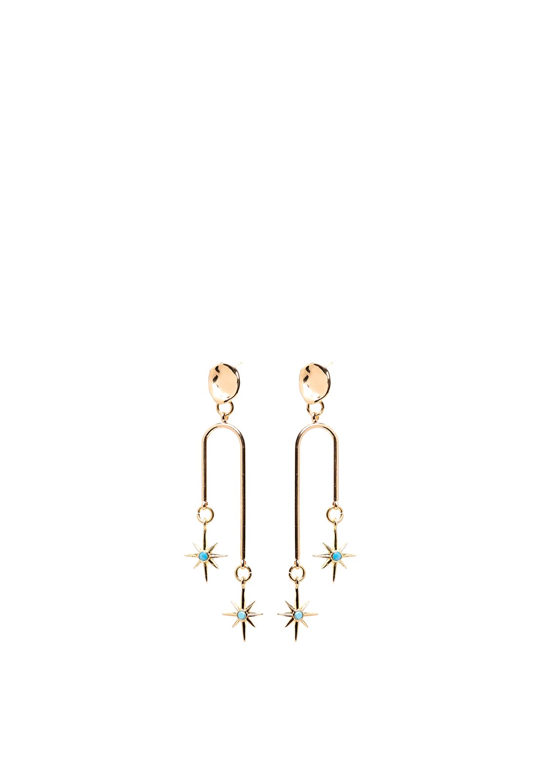Angela D’Arcy Faling Star Drop Earrings, Gold & Turquoise