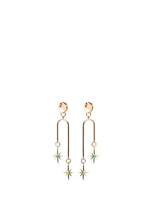 Angela D’Arcy Faling Star Drop Earrings, Gold & Turquoise