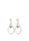 Angela D’Arcy Teardrop Gunmetal Shooting Star Earrings, Gold