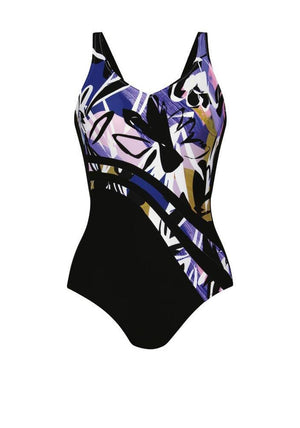 Anita Floral Mastectomy Swimsuit, Black Multi