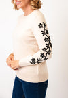 Anomyous Embroidered Flower Jumper, Beige