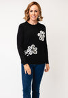 Anonymous Sequin Flower Design Jumper, Black