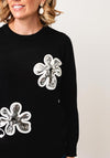 Anonymous Sequin Flower Design Jumper, Black