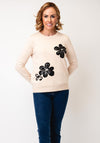 Anonymous Sequin Flower Design Jumper, Beige