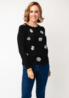 Anonymous Rhinestone Embellished Rose Print Jumper, Black