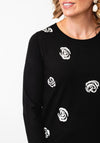 Anonymous Rhinestone Embellished Rose Print Jumper, Black