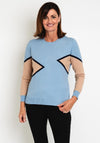 Natalia Collection Contrasting Print Knit Sweater, Blue