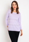 Natalia Collection Embossed Rhinestone Sweater, Lavender