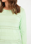 Natalia Collection Embossed Rhinestone Sweater, Lime Green