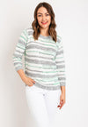 Natalia Collection Round Neck Striped Sweater, Mint