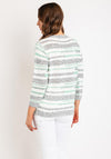 Natalia Collection Round Neck Striped Sweater, Mint