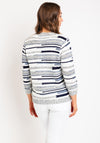 Natalia Collection Round Neck Striped Sweater, Navy