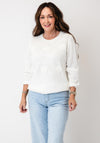 Anonymous Textured with 3D Floral Embroidery Detail Knitted Jumper, White