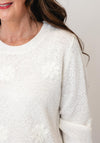 Anonymous Textured with 3D Floral Embroidery Detail Knitted Jumper, White