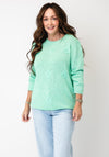 Anonymous Textured with 3D Floral Embroidery Detail Knitted Jumper, Green