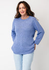 Anonymous Textured with 3D Floral Embroidery Detail Knitted Jumper, Blue