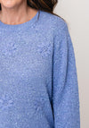 Anonymous Textured with 3D Floral Embroidery Detail Knitted Jumper, Blue