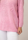 Anonymous Textured with 3D Flower Detail Knitted Jumper, Pink