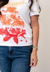Anonymous Graphic Print with Sequin Detail T-Shirt, White and Coral