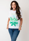 Anonymous Graphic Print with Sequin Detail T-Shirt, White and Green