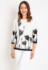 Natalia Collection Rhinestone Floral Sweater, Black
