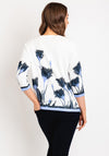 Natalia Collection Rhinestone Floral Sweater, Ocean Blue