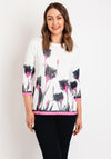 Natalia Collection Rhinestone Floral Sweater, Rose
