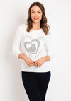 Natalia Collection Rhinestone Heart Sweater, Ivory