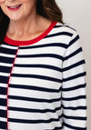 Anonymous Contrast Striped with Stitch Detail Top, Navy Multi