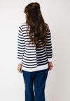 Anonymous Contrast Striped with Stitch Detail Top, Navy Multi