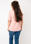 Anonymous Round Neck Cropped Sleeve Top, Pink