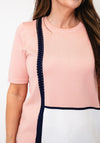 Anonymous Round Neck Cropped Sleeve Top, Pink
