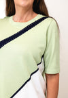 Anonymous Diagonal Stripe with Rhinestone Detail Top, Mint