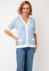 Anonymous Contrast Button Down Cardigan, Pale Blue