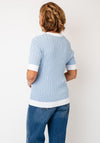 Anonymous Contrast Button Down Cardigan, Pale Blue
