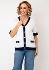Anonymous Contrast Button Down Cardigan, White